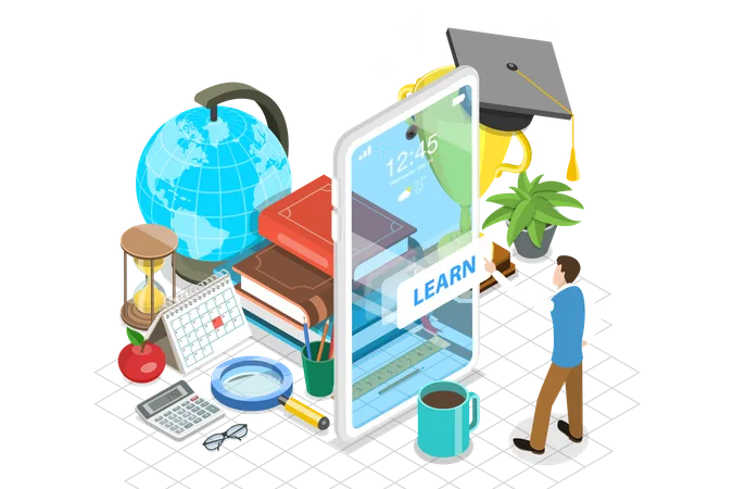 Mobile education app Illustration