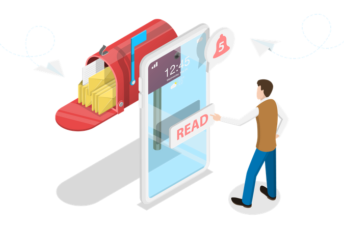 Mobile email marketing Illustration