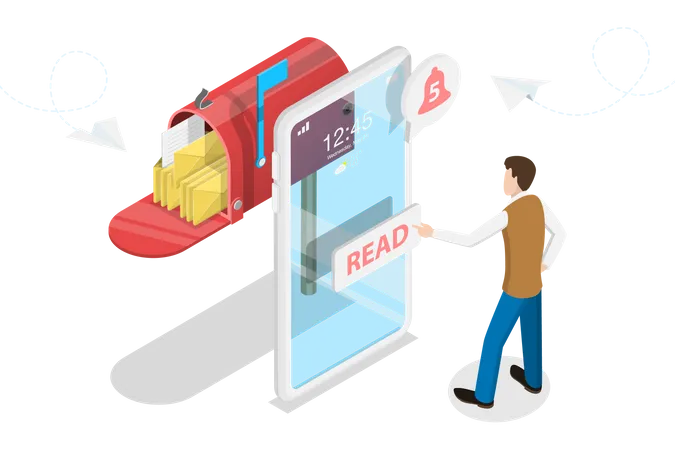 Mobile email marketing  Illustration
