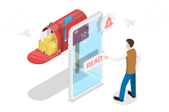 Mobile email marketing  Illustration