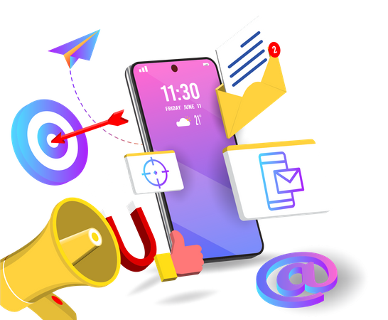 Mobile Email Marketing  Illustration