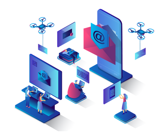 Mobile email service  Illustration