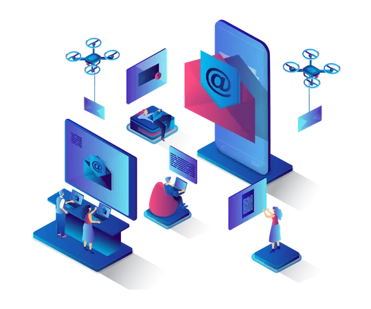 Mobile email service  Illustration