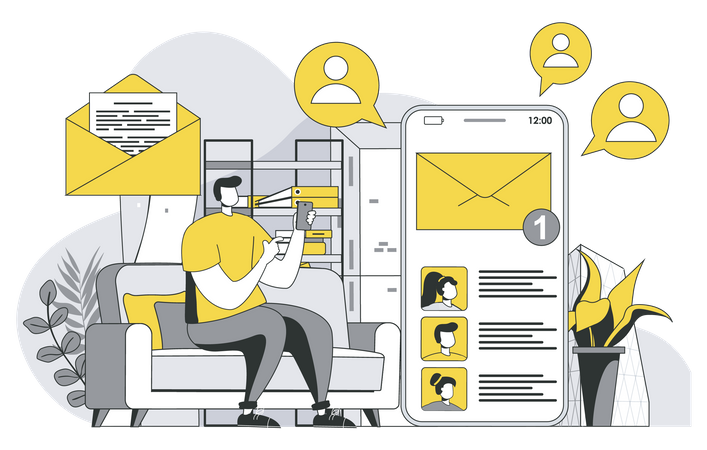 Mobile email service  Illustration