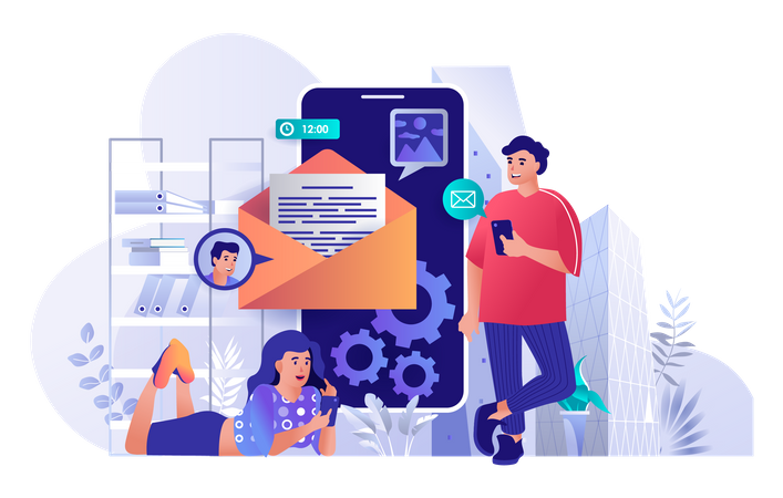 Mobile Email Service  Illustration