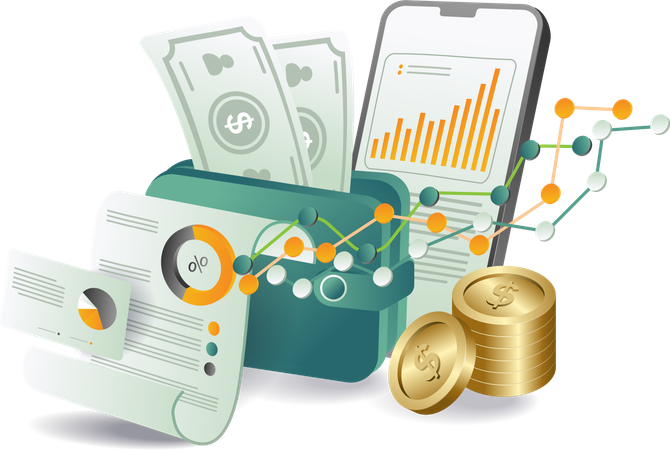 Mobile financial analysis  Illustration