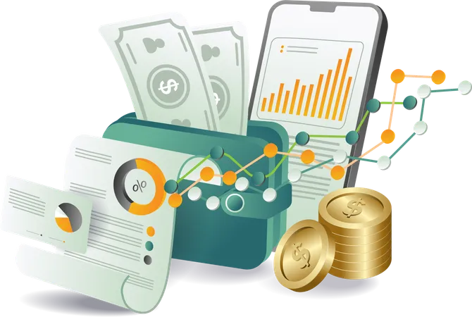 Mobile financial analysis  Illustration