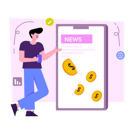Mobile Financial News Illustration