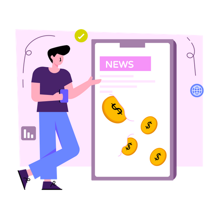 Mobile Financial News  Illustration