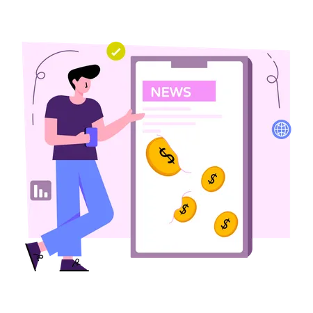 Mobile Financial News  Illustration