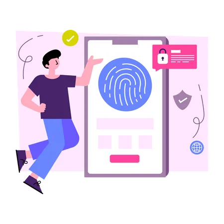 Mobile Fingerprint Lock Illustration