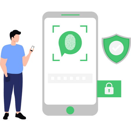 Mobile Fingerprint Protected  Illustration