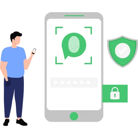 Mobile Fingerprint Protected  Illustration