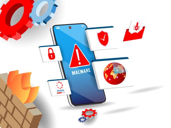 Mobile Firewall Security  Illustration