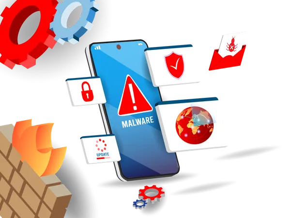 Mobile Firewall Security  Illustration