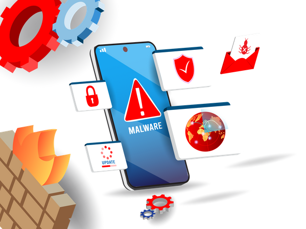 Mobile Firewall Security  Illustration