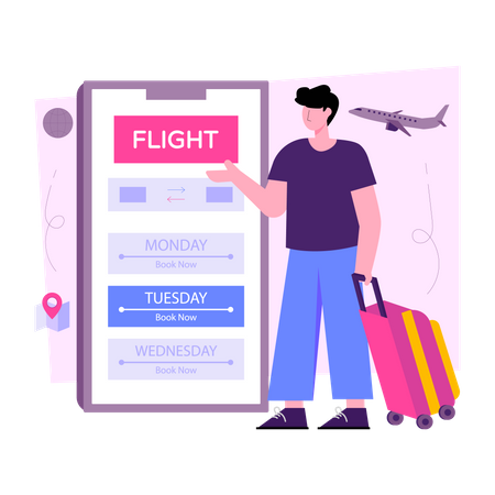 Mobile Flight Booking Illustration