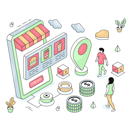 Mobile Food Order  Illustration