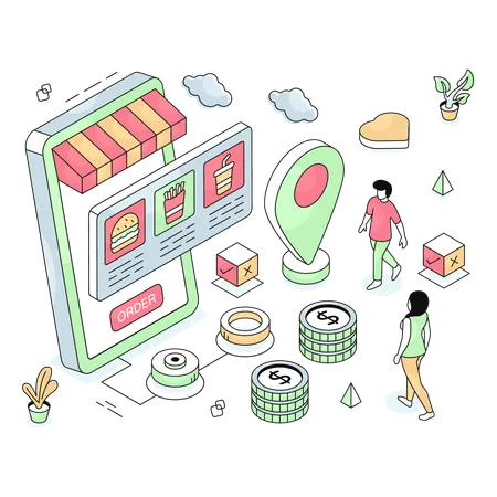 Mobile Food Order  Illustration