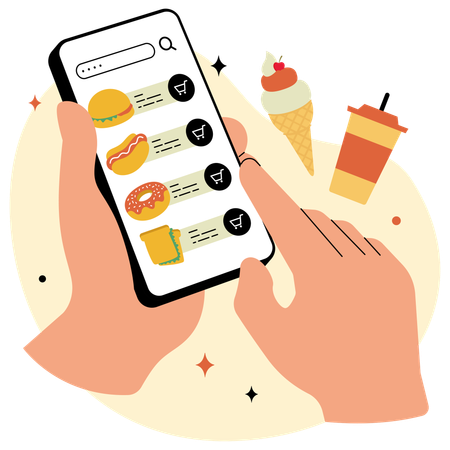 Mobile Food Ordering App  Illustration