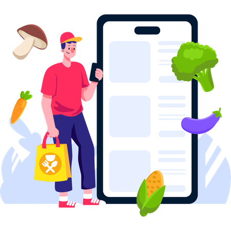 Mobile food ordering menu  Illustration