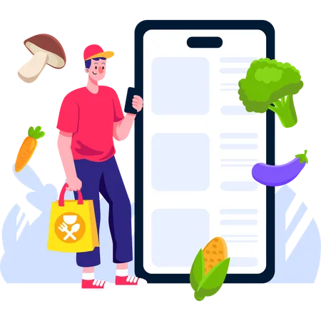 Mobile food ordering menu  Illustration