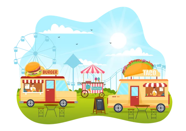 Mobile Food Truck  Illustration
