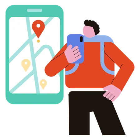 Mobile GPS Map  Illustration