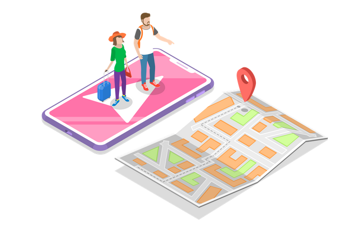 Mobile gps navigation  Illustration