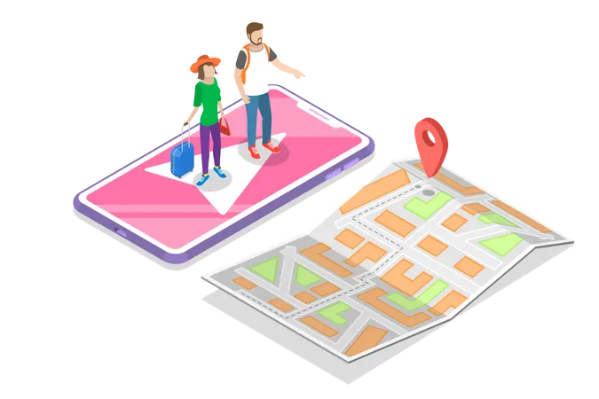 Mobile gps navigation  Illustration