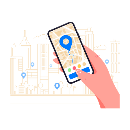 Mobile GPS navigation on smartphone app  Illustration