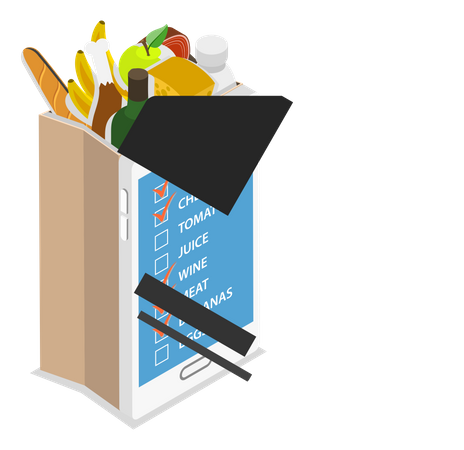 Mobile Grocery Shopping List  Illustration