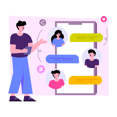 Mobile Group Chatting  Illustration