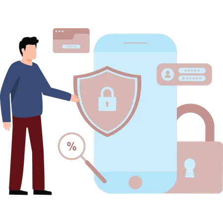 Mobile Has Password Security Illustration