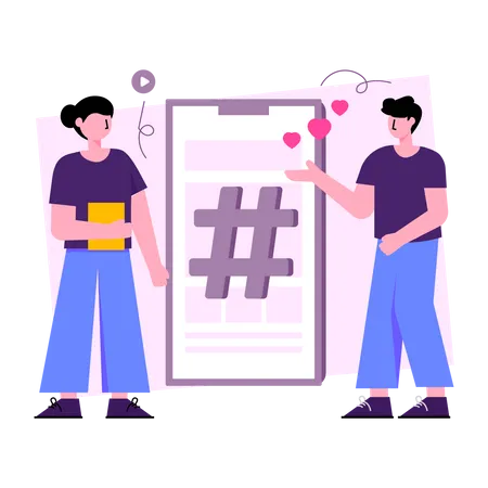 Mobile Hashtag  Illustration