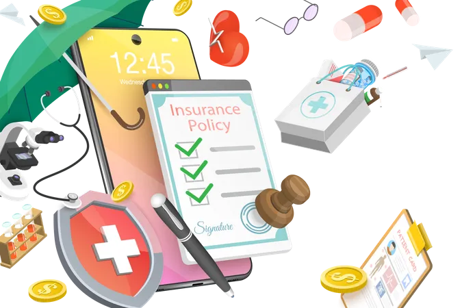 Mobile Health Insurance Illustration