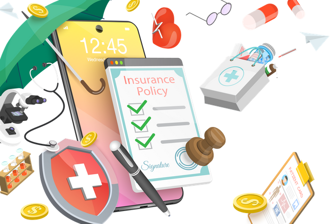 Mobile Health Insurance  Illustration