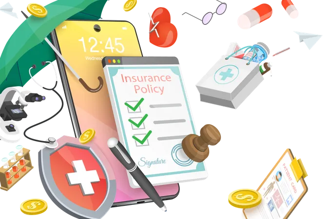 Mobile Health Insurance  Illustration