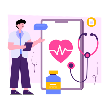 Mobile Heart Checkup  Illustration