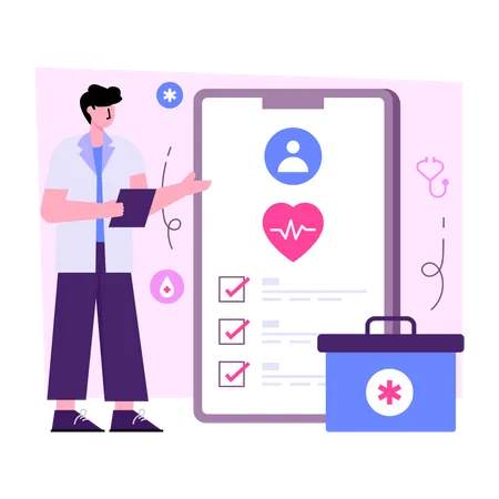 Mobile Heart Checkup  Illustration