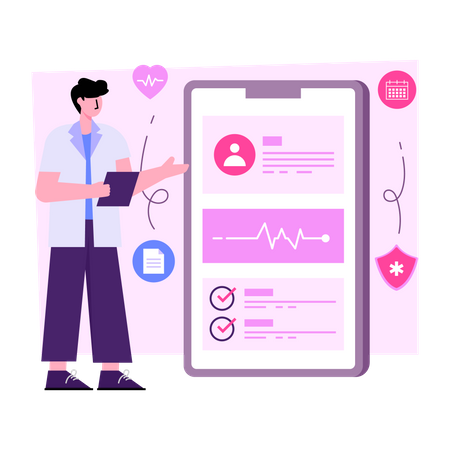 Mobile Heart Checkup  Illustration