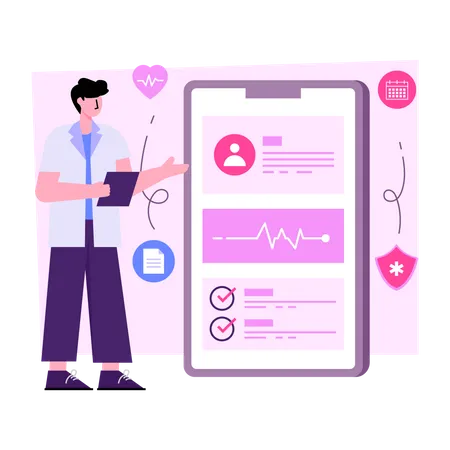 Mobile Heart Checkup  Illustration