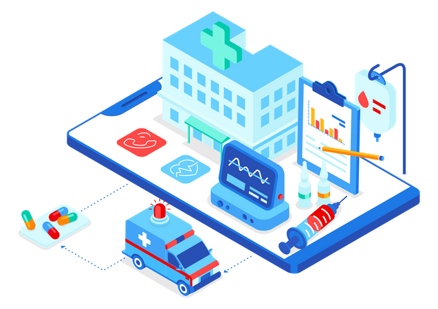 Mobile Hospital Service  Illustration