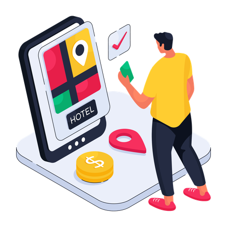 Mobile Hotel Booking  Illustration