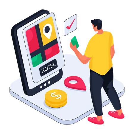 Mobile Hotel Booking  Illustration