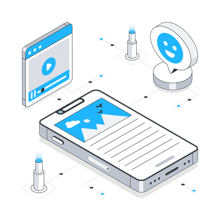 Mobile Inhalte und Videomarketing  Illustration