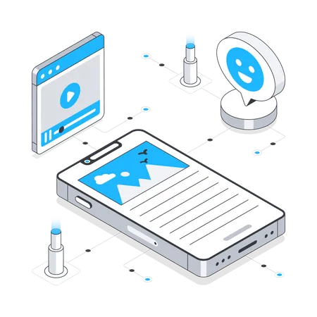 Mobile Inhalte und Videomarketing  Illustration