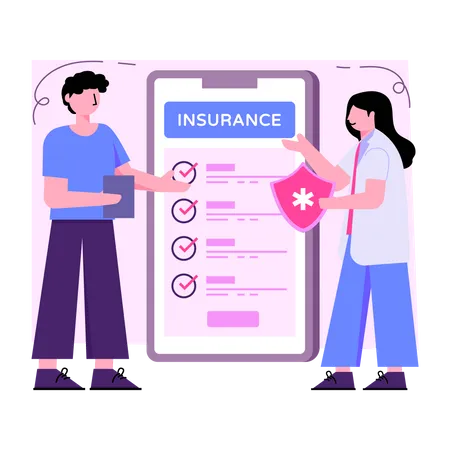 Unique Design Illustration Of Mobile Insurance Illustration