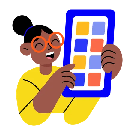Mobile interface developed by woman  Illustration