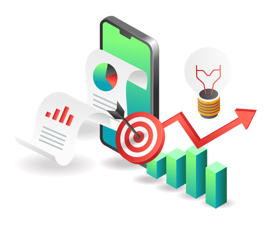 Mobile investment analysis  Illustration